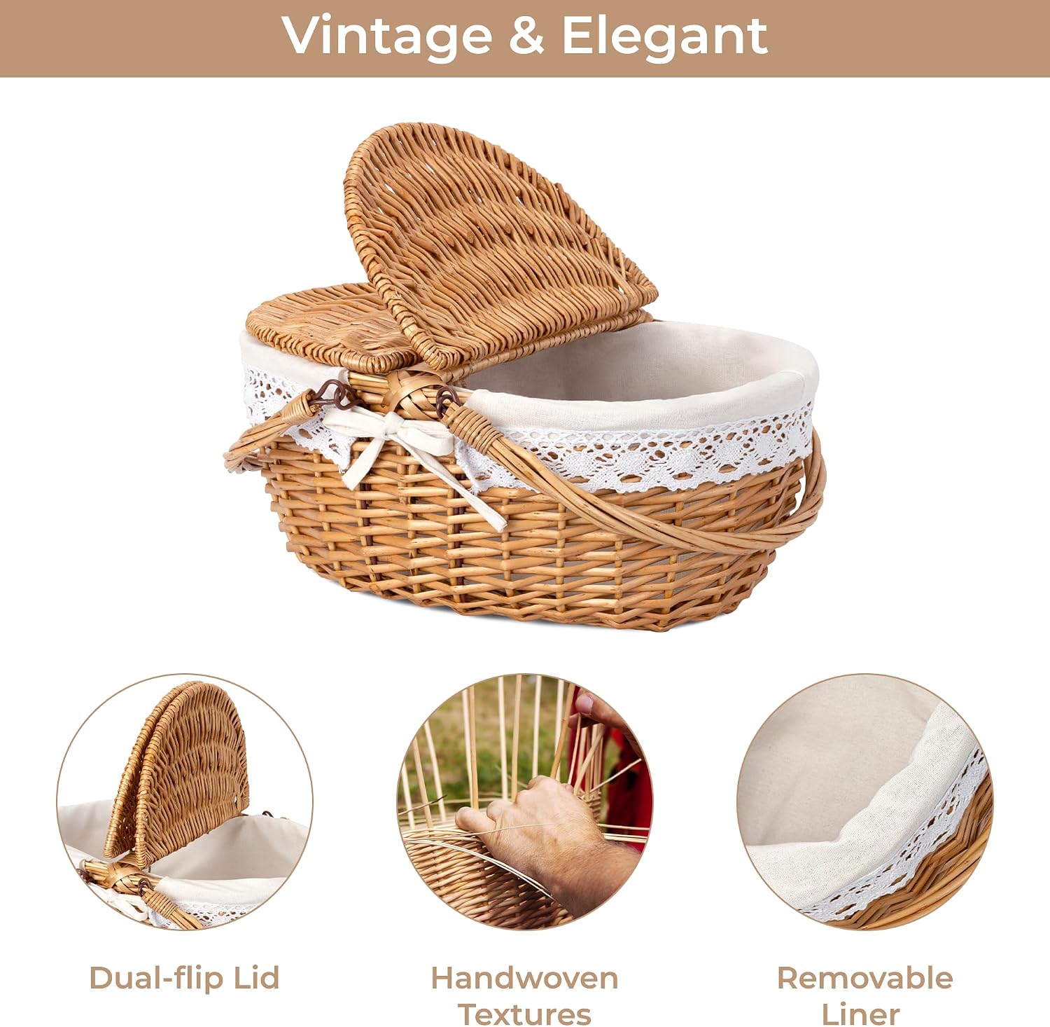 Woven Basket / Wicker Basket / White / Regular