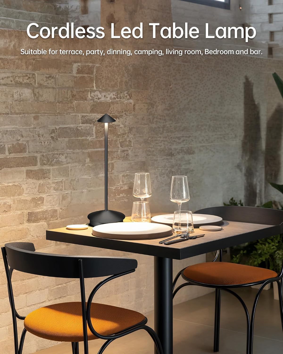 Portable Led Cordless Lamp Table Light 2 Pack, Rechargeable 6000mAh Battery Outdoor Table Lamp for Dinning Restaurant
