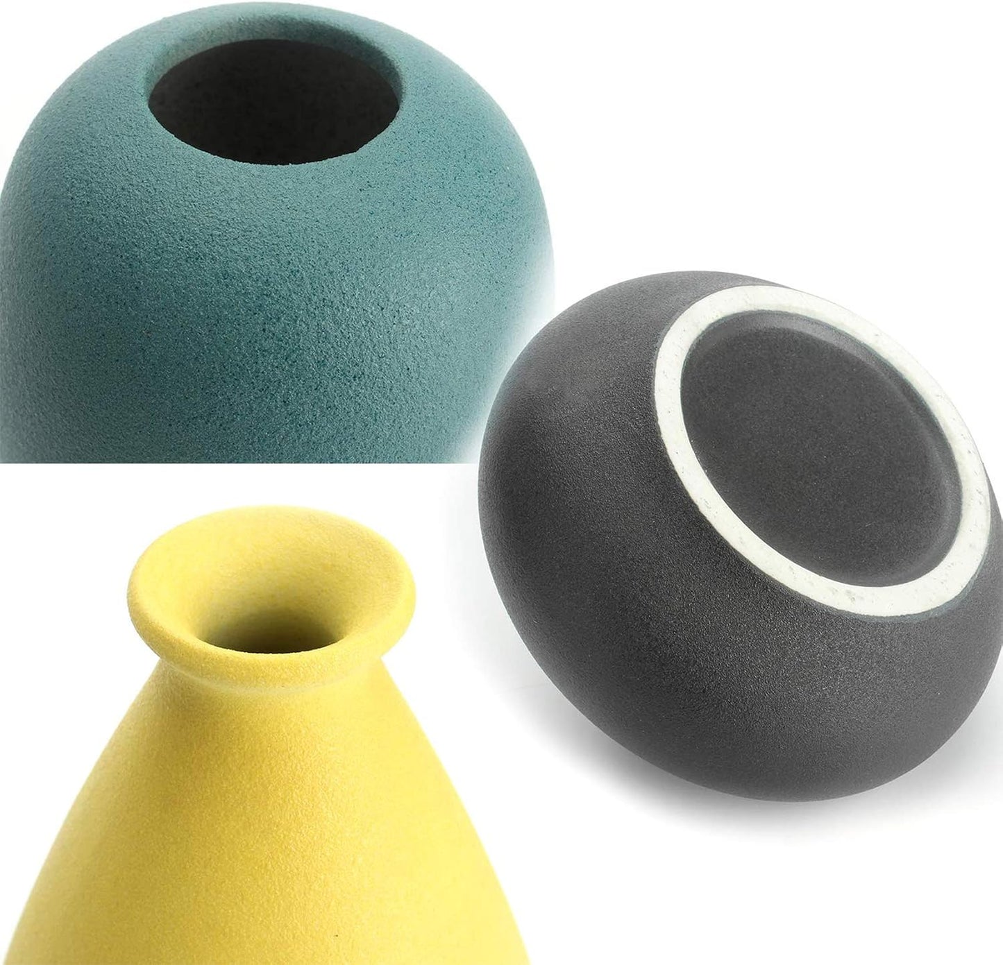 Small Ceramic Vase Decorative / Apple Green-blue-dark Green-orange / Set of 4