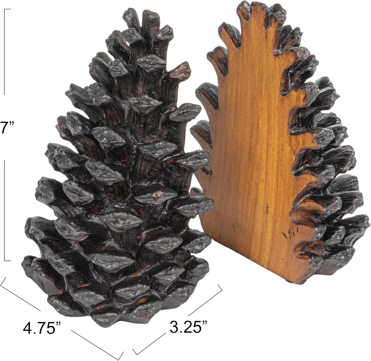 Pinecone Shaped Resin Bookends / Bronze / Set of 2