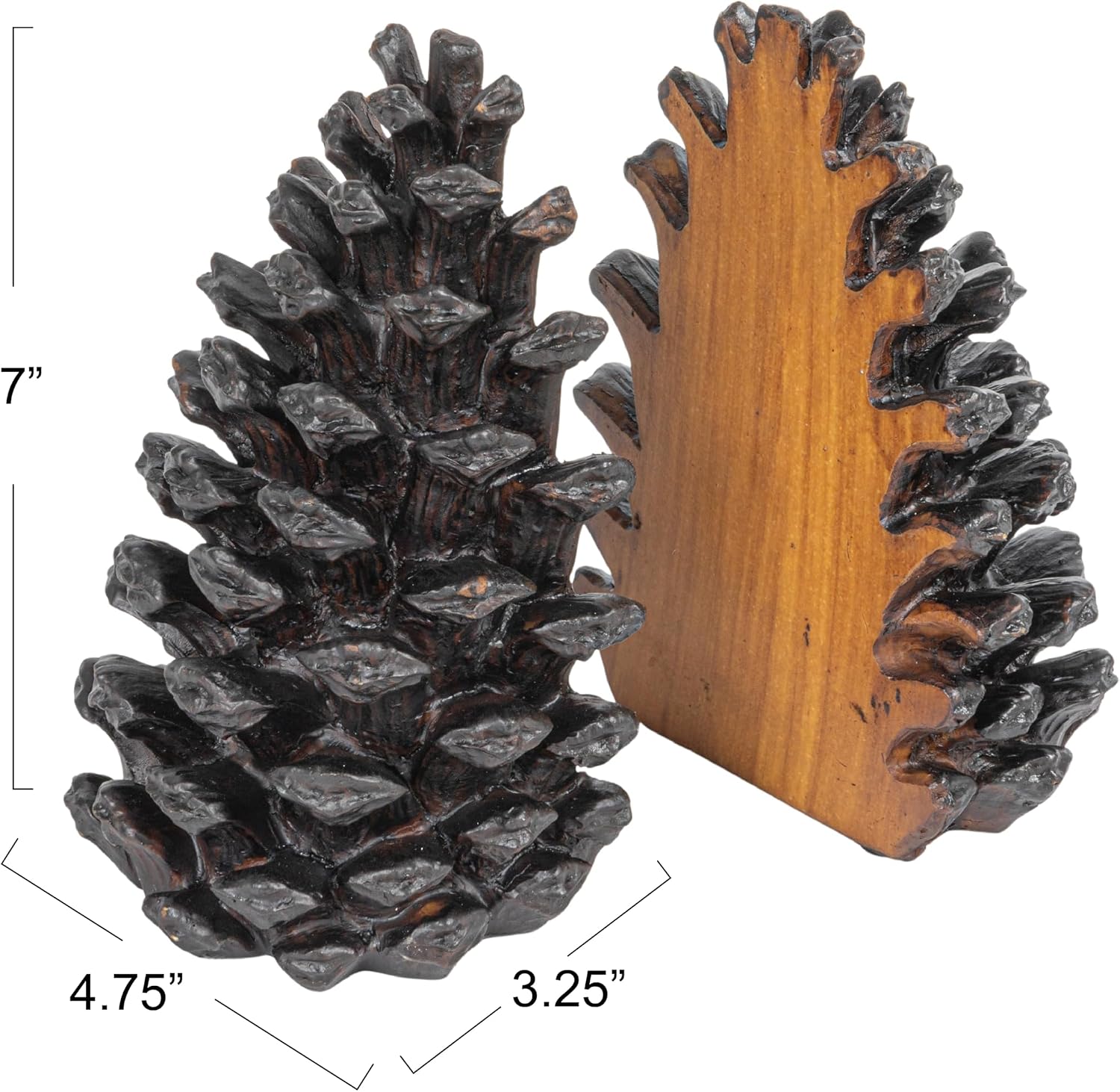 Pinecone Shaped Resin Bookends / Bronze / Set of 2