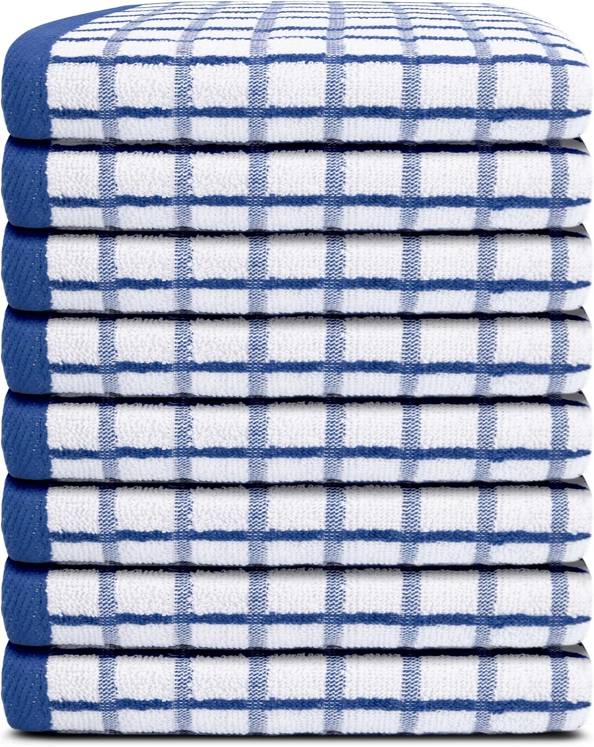 White Classic Premium Dish Towels for Kitchen, with Hanging Loop [8 Pack] Heavy Duty Absorbent 100% Cotton 410 GSM