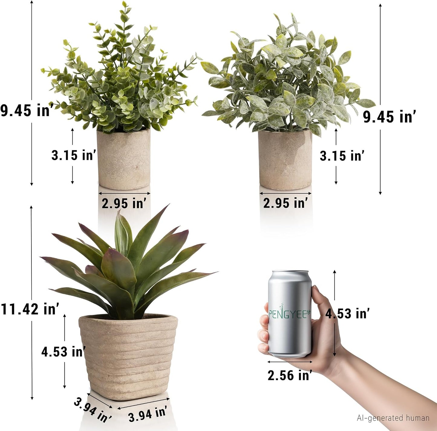 Artificial Agave Plants Indoor / Light Green / Set of 3