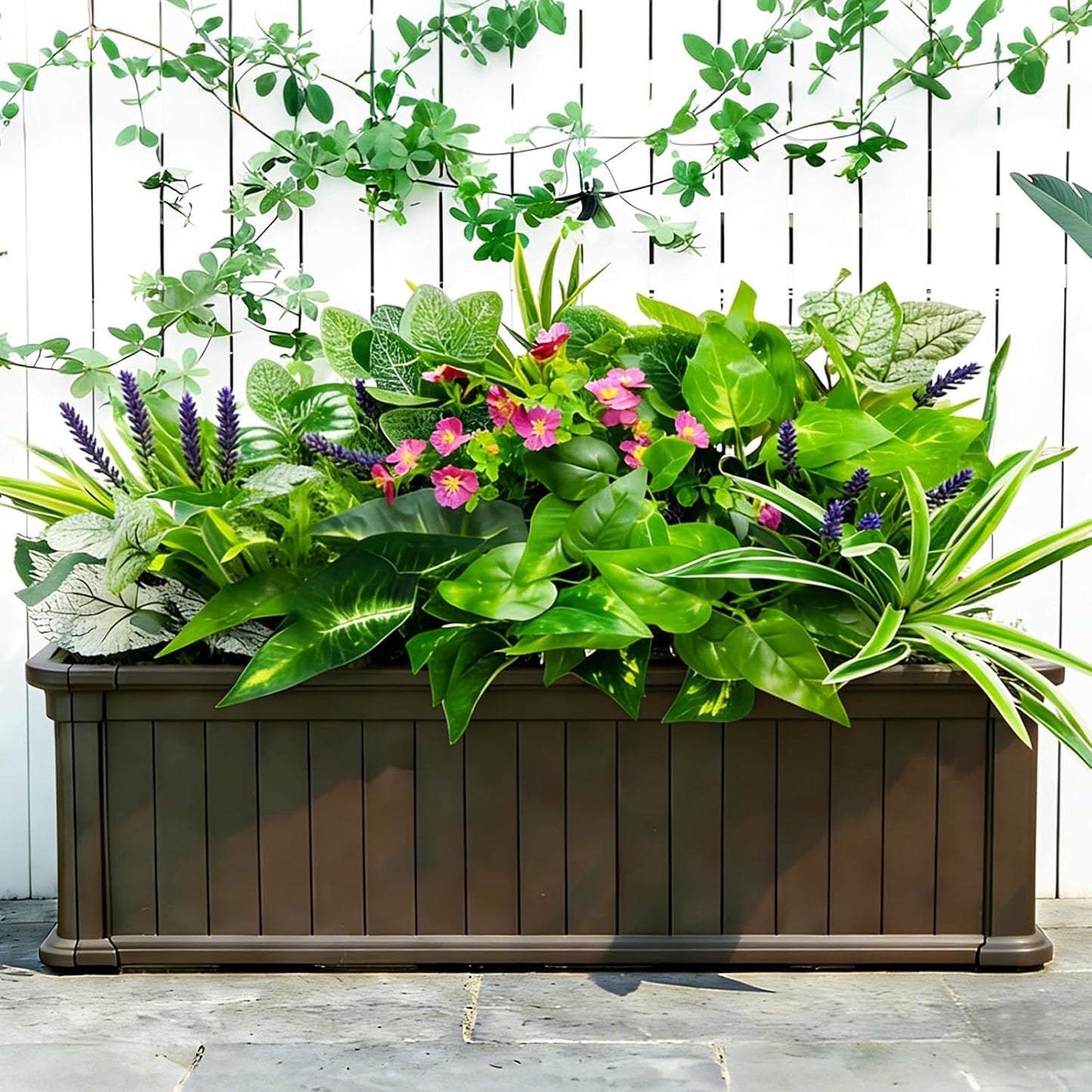 Artificial Plants / Green Plants with Flowers / Set of 12