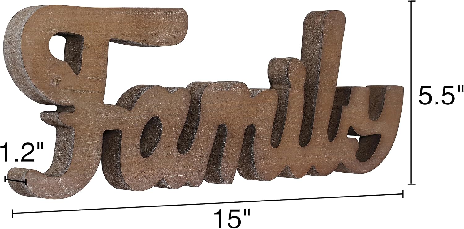 Wall Hanging Rustic Distressed Wooden Signs / Family / 15 Inch