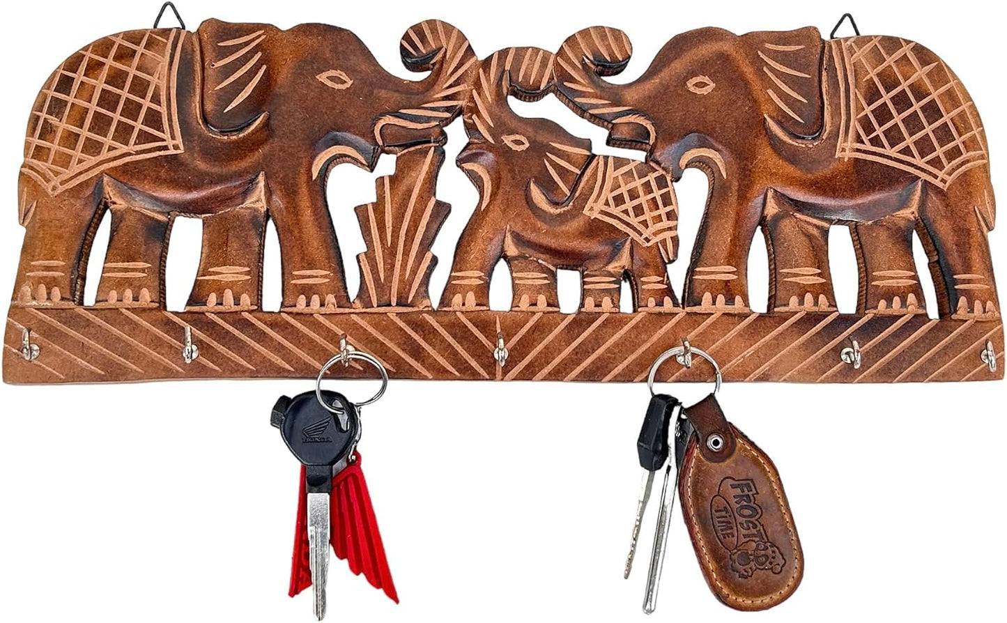 Wooden Key Holder / Brown Elephant