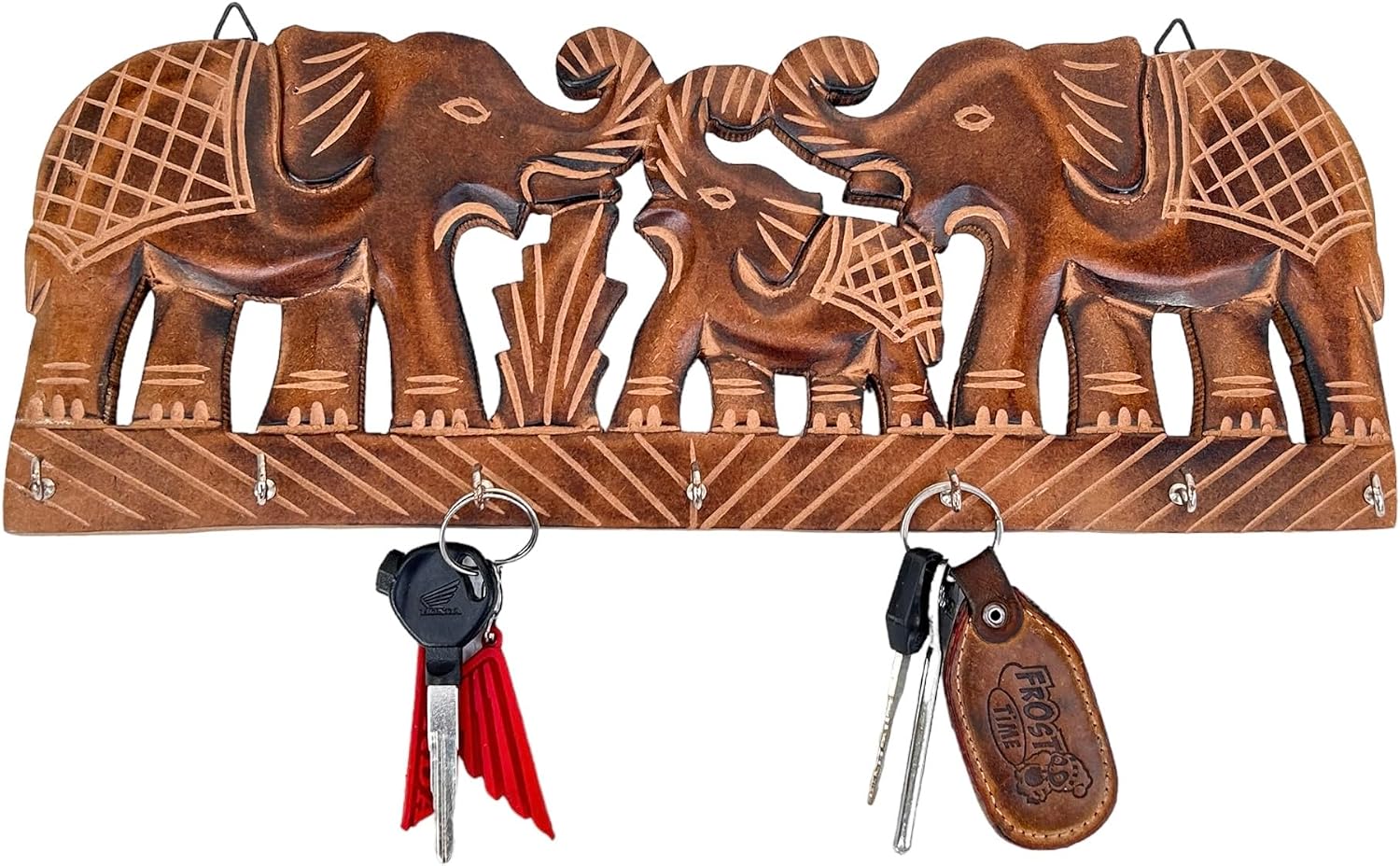 Wooden Key Holder / Brown Elephant