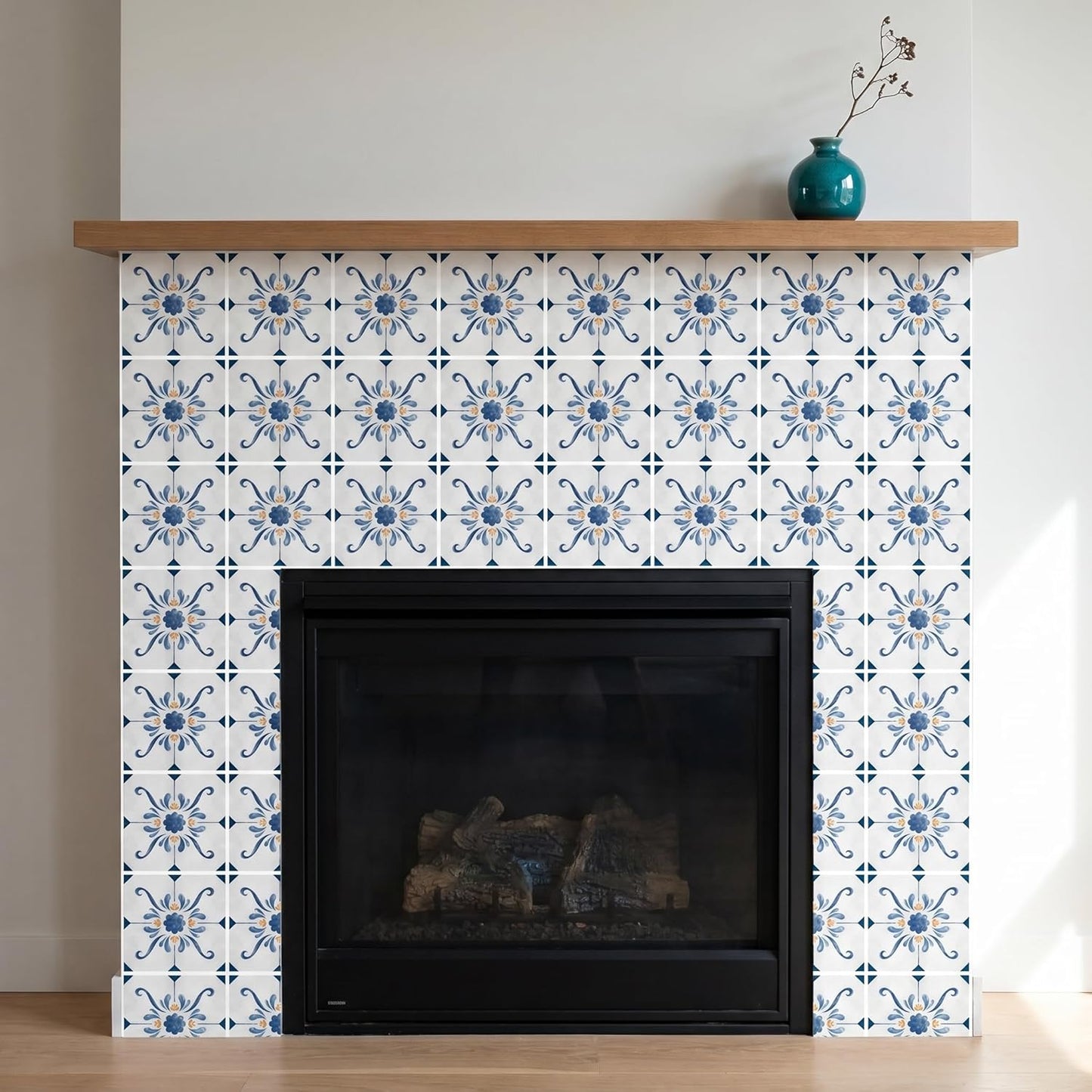 French Country Tile Stickers / Blue / 4 x 4 / Set of 30