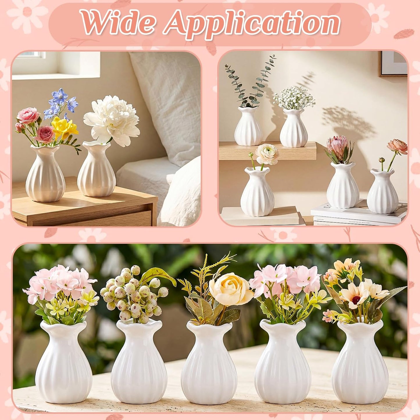 Glass Bud Vases for Centerpieces Bulk Mini Flower Bouquets Vases / White / 3.5 Inch / Set of 20