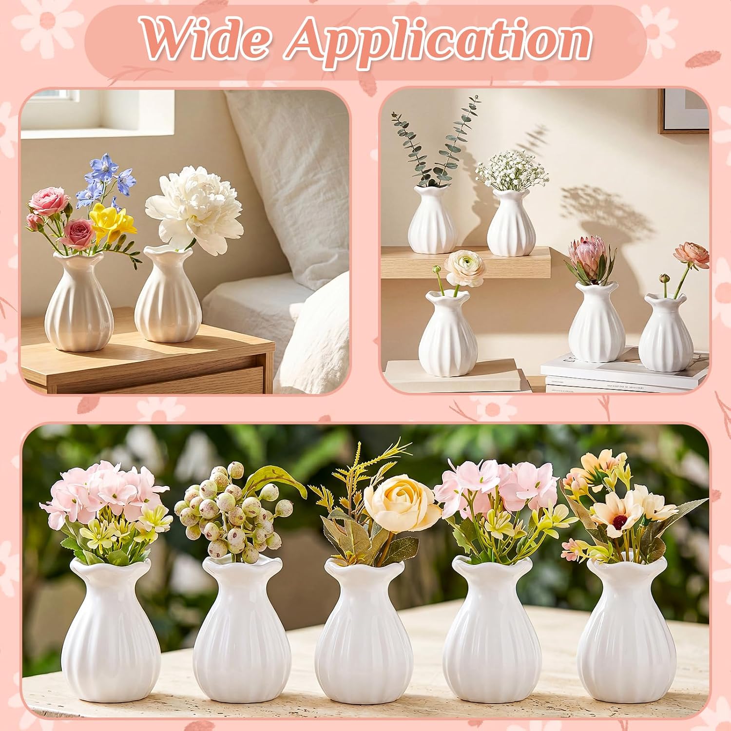 Glass Bud Vases for Centerpieces Bulk Mini Flower Bouquets Vases / White / 3.5 Inch / Set of 20