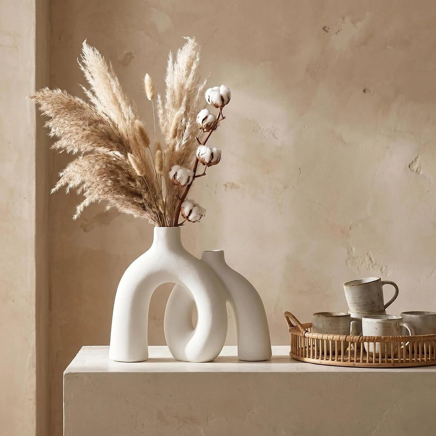 Modern Nordic Boho Vase Set / Ivory