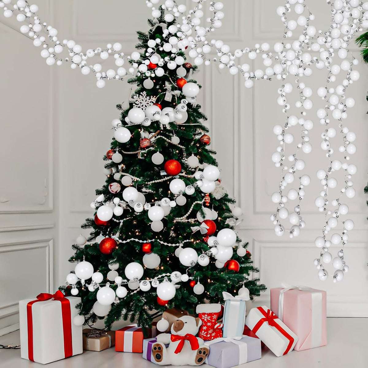 Geetery 29.5 Ft/350 Christmas Ball Garland Ball Ornament 3 Size Combo Christmas Bauble Garland Xmas Tree Bulb