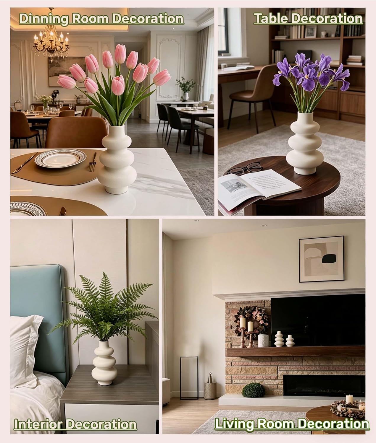 Ceramic Vases Set 2 / Off White B / Small & Large Set