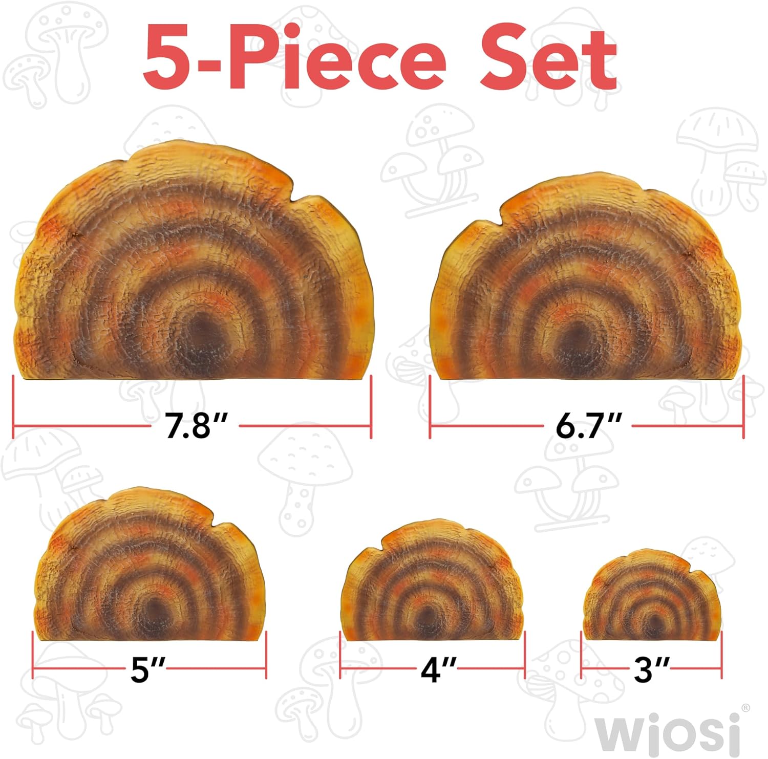 5-Piece Turkey Floating Shelves for Decorating Wall / Gill Mushroom