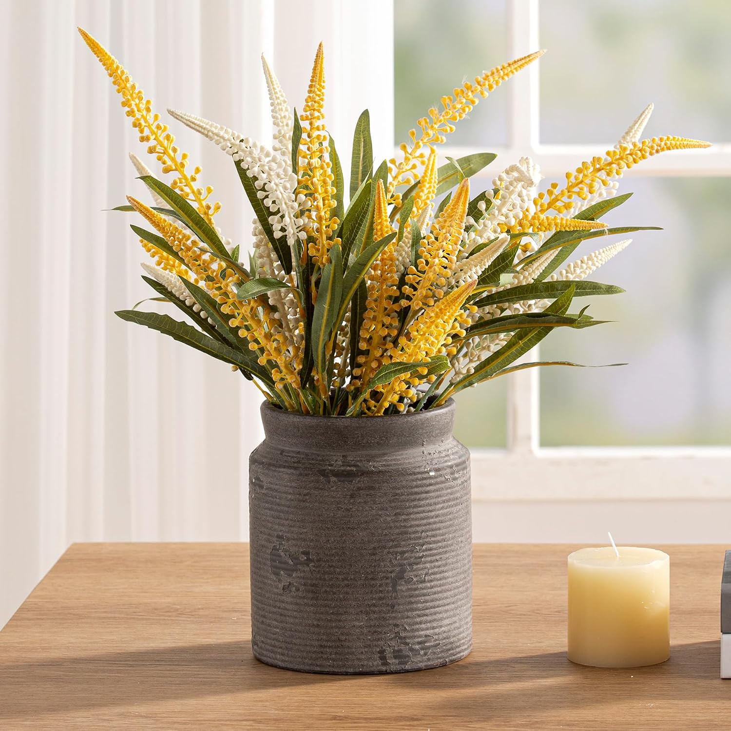 Ceramic Flower Vase Farmhouse Rustic Vase / 01-m-dark Gray / 7.5 Inch