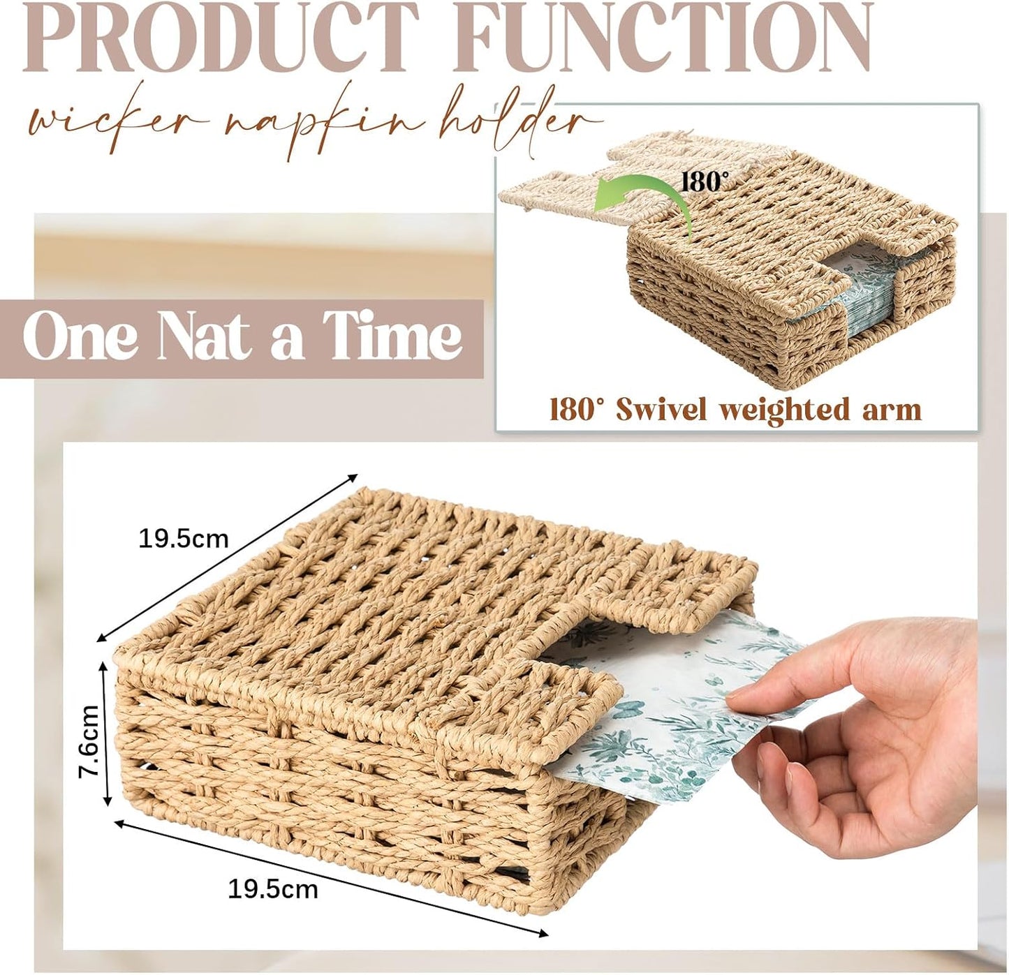 Napkin Holder / Flat Square Napkin Basket for Dinner Kitchen Camping / Natural Color / Woven Paper