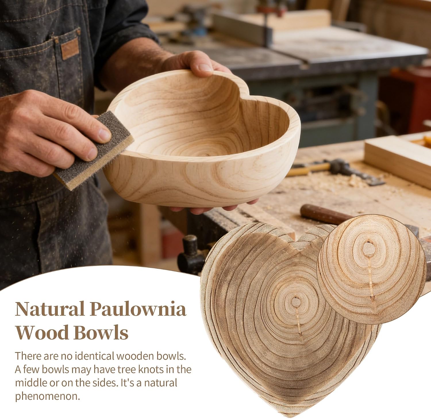 Small Heart Shaped Wood Key Bowl / 7.87 Inches