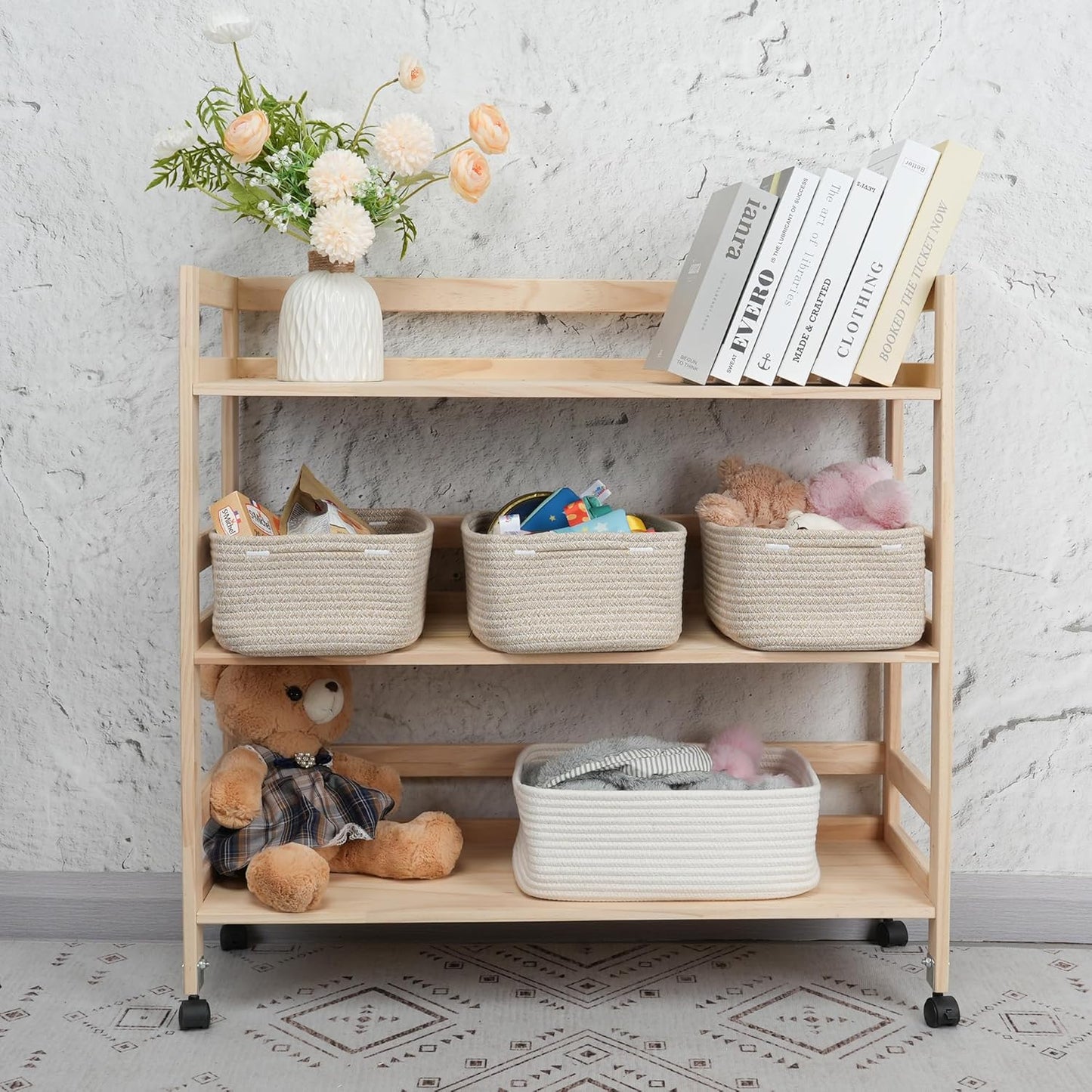 Small Woven Storage Baskets " Decorative Rope Bins for Organizing / Oatmeal / Regular / 12 x 8 x 5