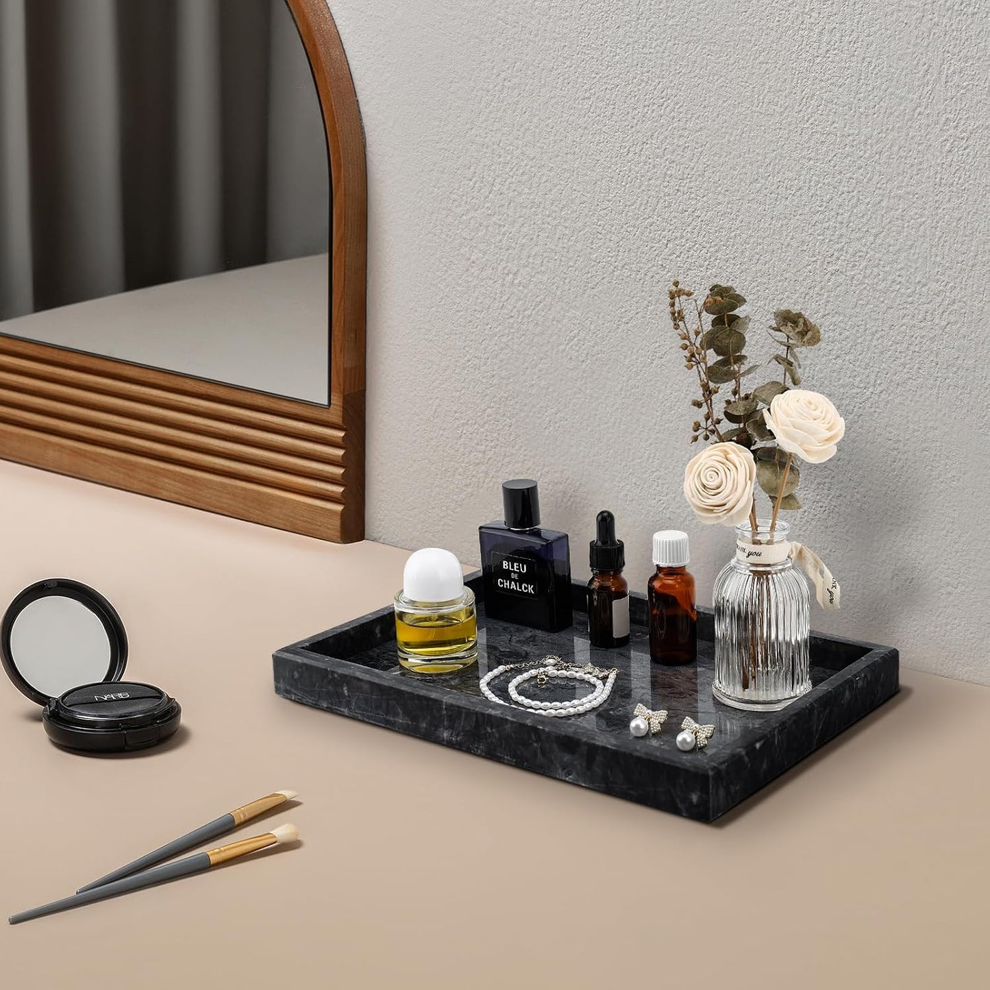 Real Natural Marble Tray / Gray / 12 x 8 x 1.2