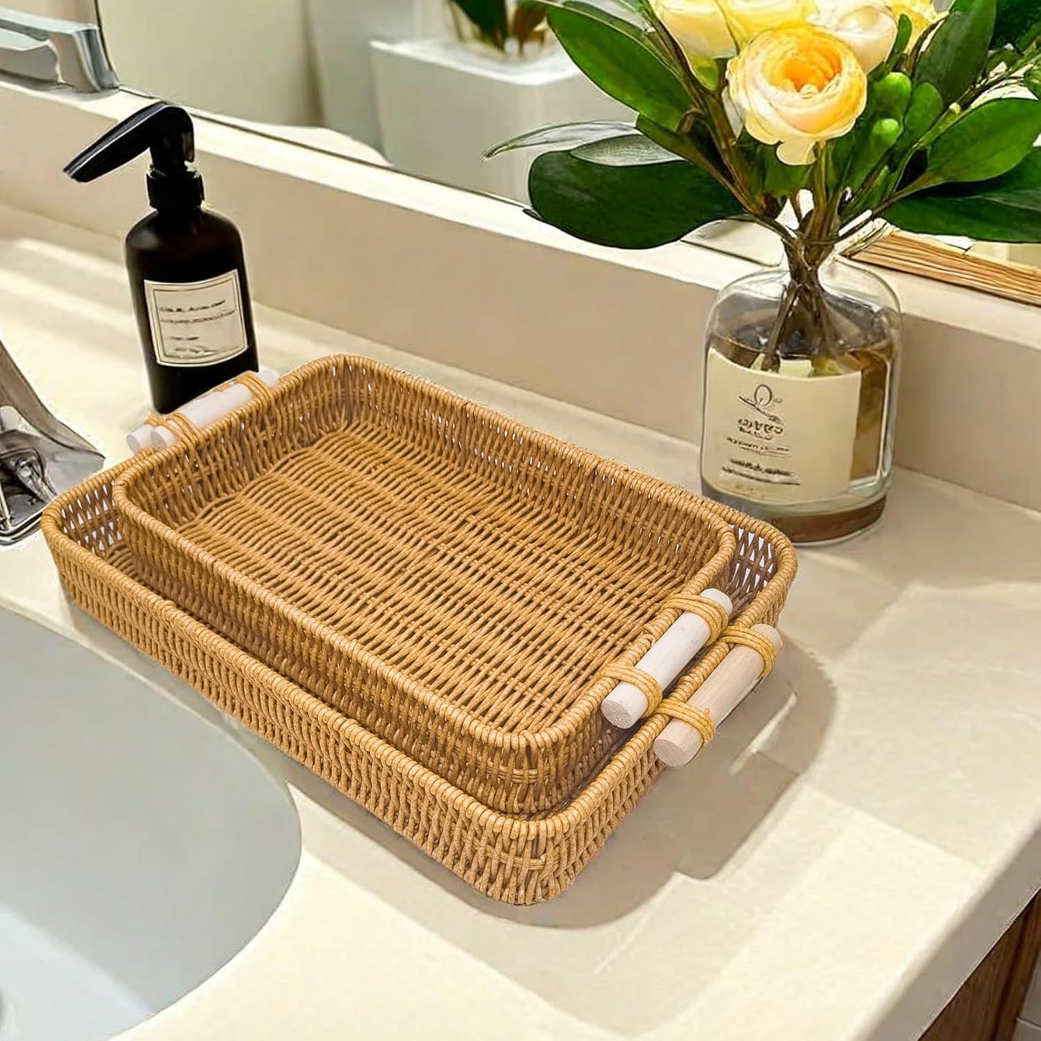 GIB Woven Baskets Serving Trays / Rectangular / Set of 2