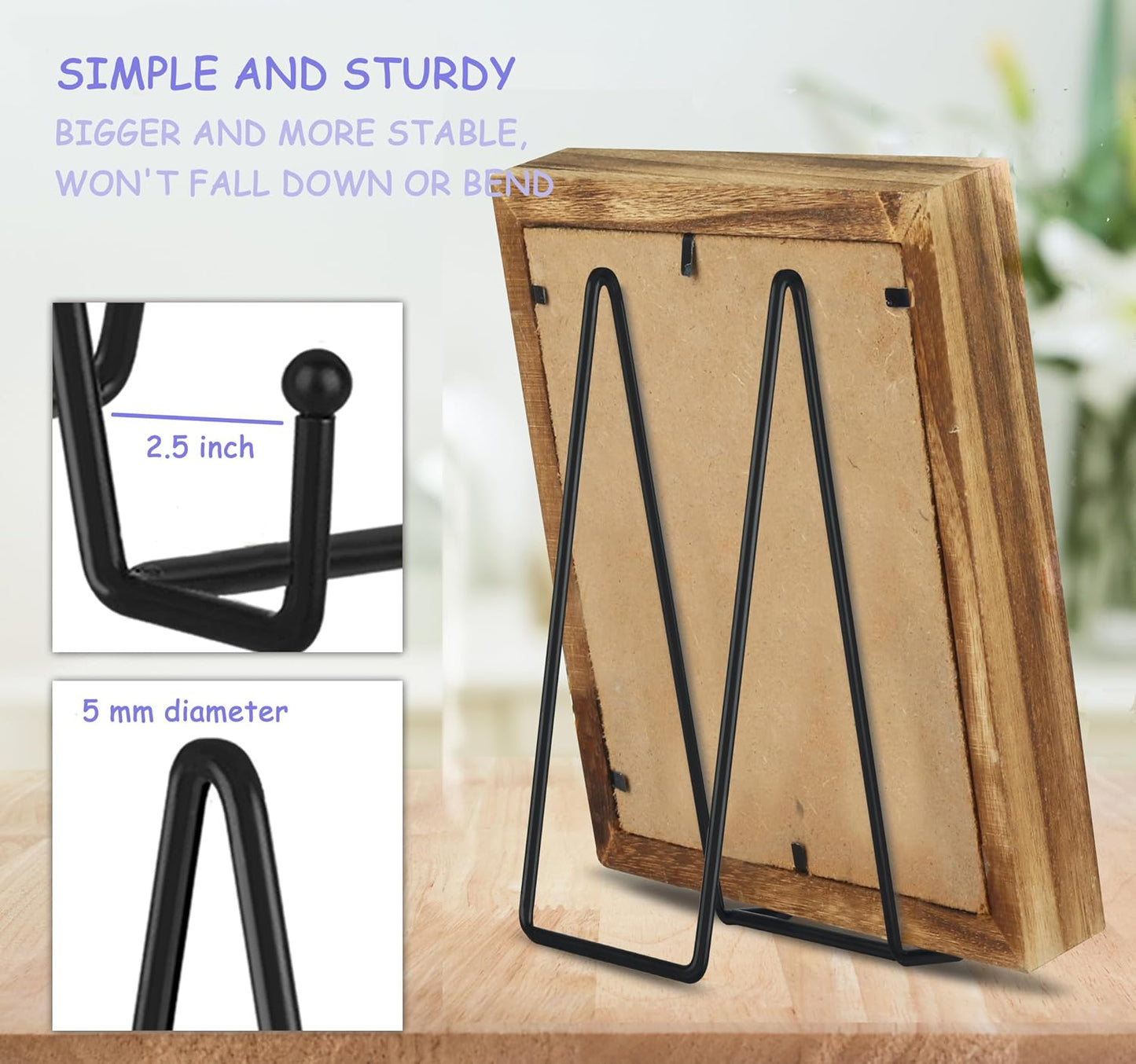 Black Picture Stands Plate Stands for Display Large Book Stands / Black 12 In / 12 Inch / Set of 3