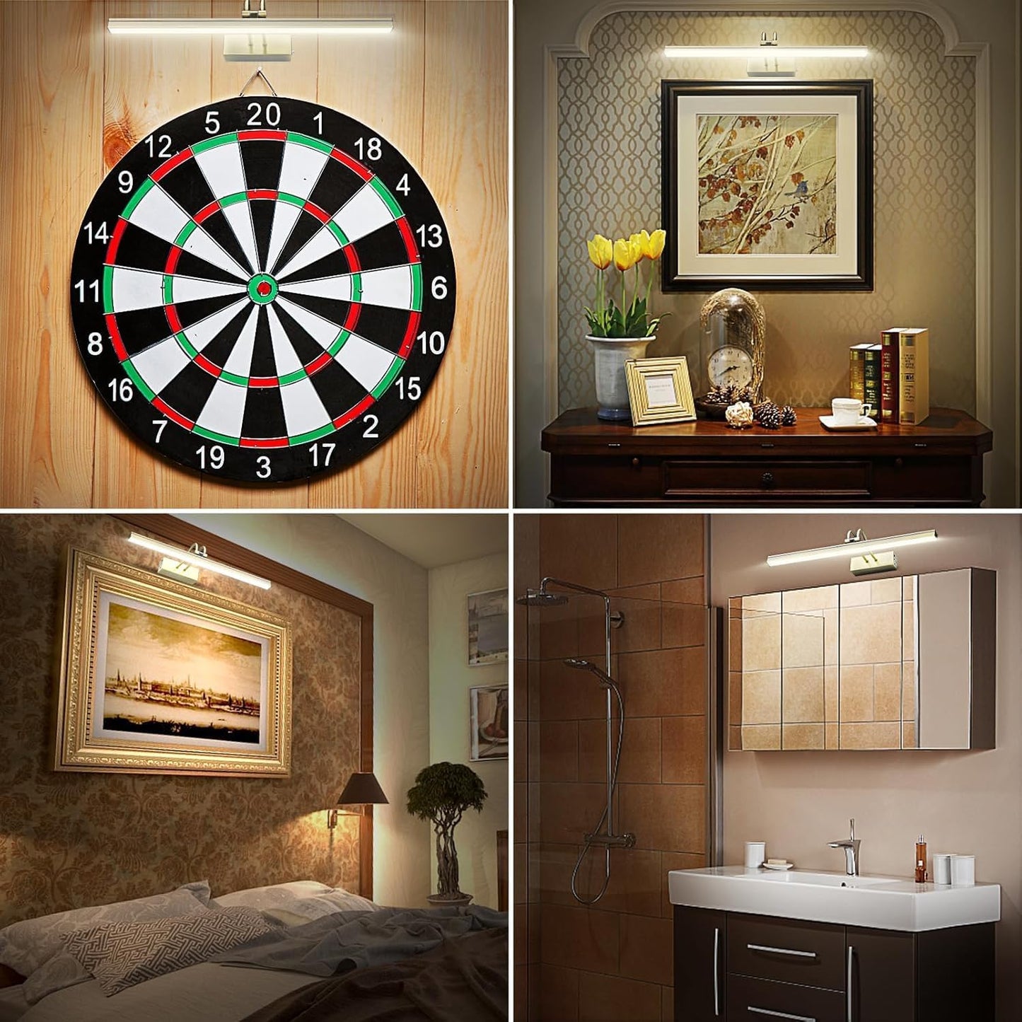 Rechargeable Picture Light with Remote, 13", Antique Brass | 5000mAh Battery Operated, 2 Colors Gallery Light, 280LM
