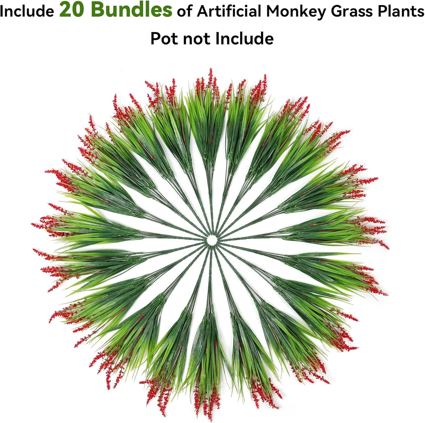 Artificial Plants Fake Flowers Monkey Grass / Red / Set of 20