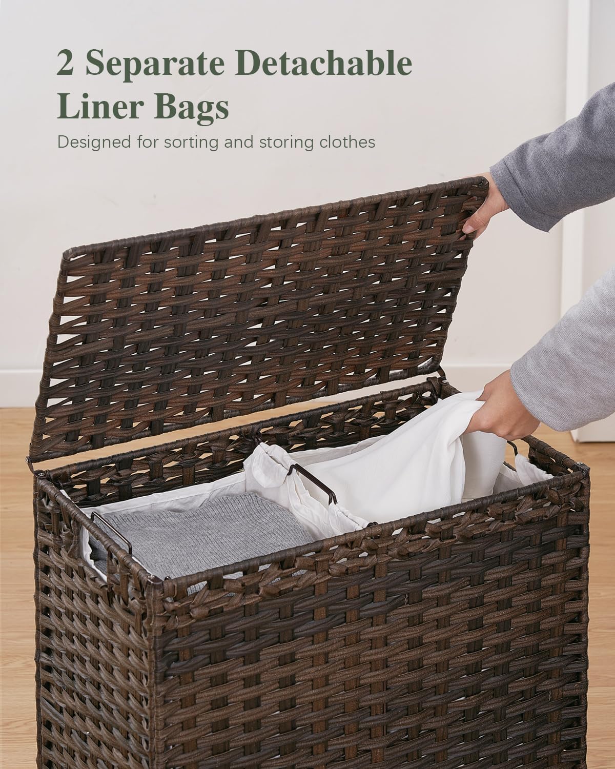 112 L Handwoven Rattan Wicker Laundry Basket / Brown / 112 L - 29.6 Gal
