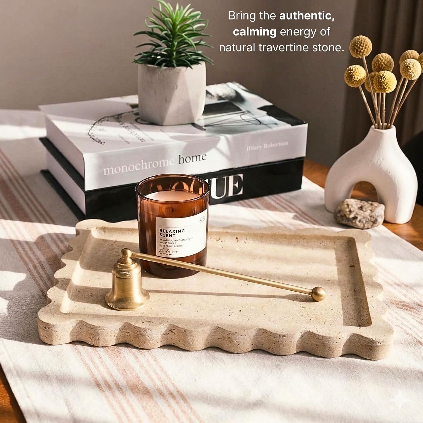 Tray / Elegant Decorative Marble Tray for Vanity / Travertine / Scalloped / Natural