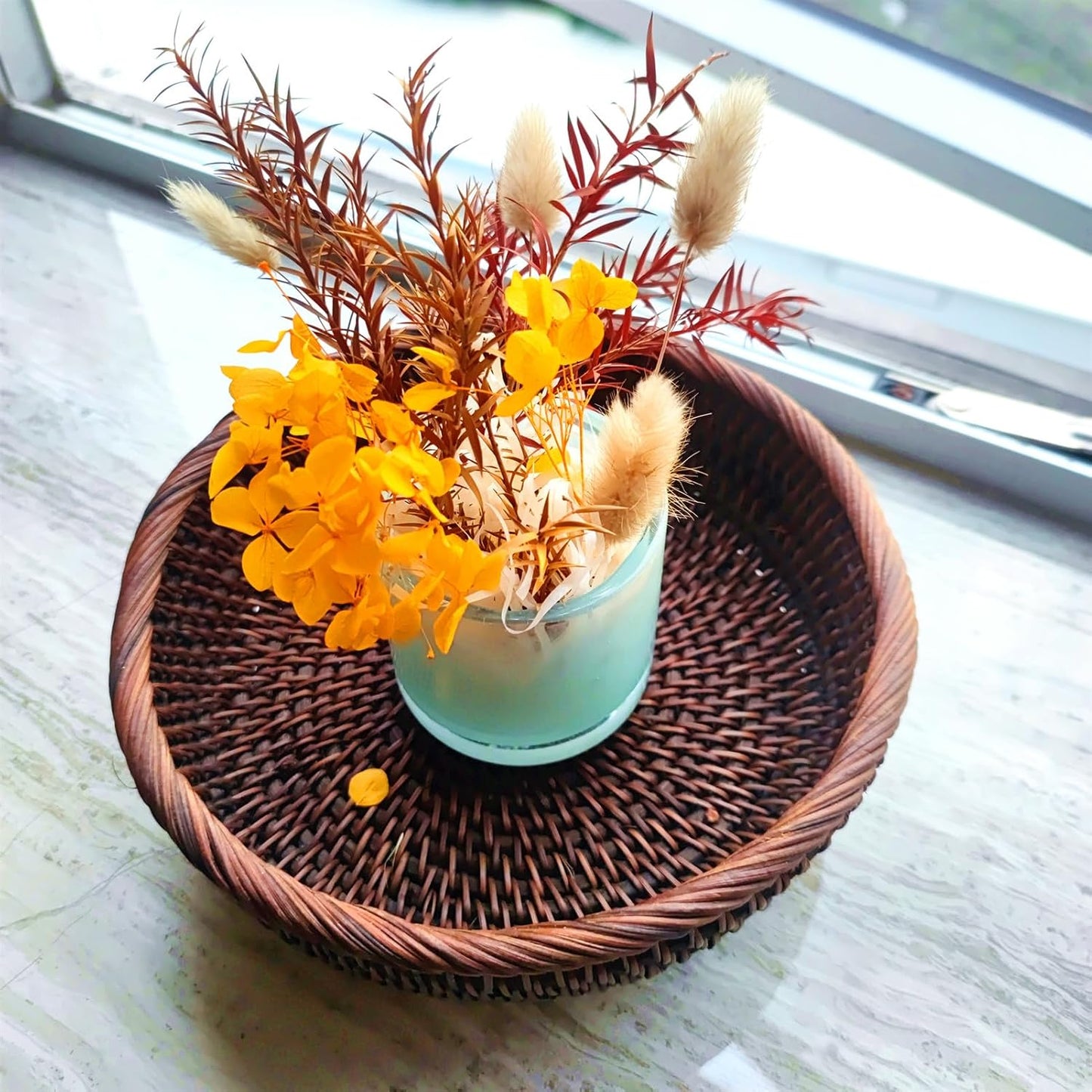 Round Rattan Bowl Basket / S - D7.9 x H2.4 Inch / 8 Inch