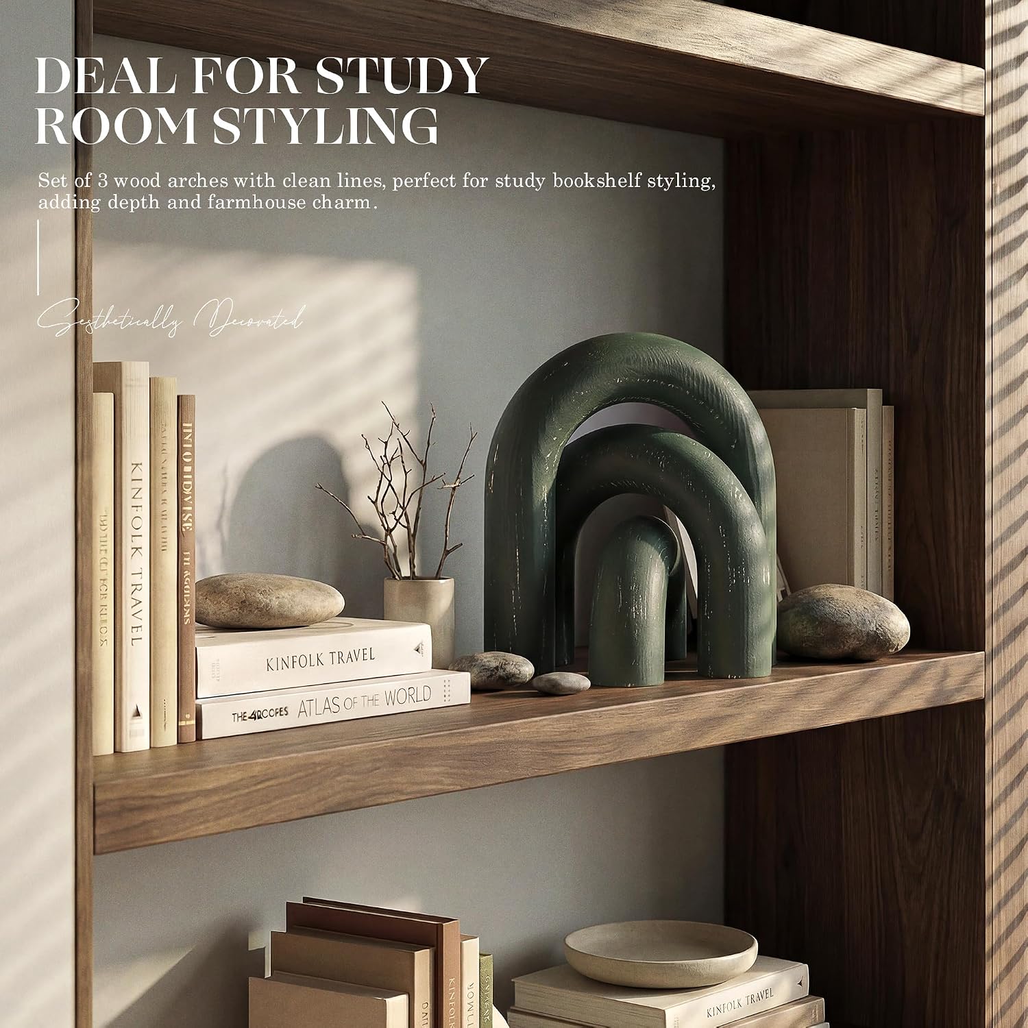 Pine Wooden Arch Decor Set for Boho Decor / Green
