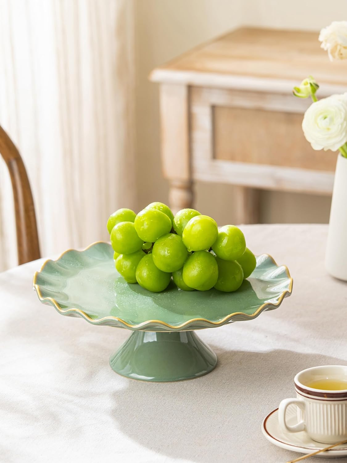 Cake Stand Ceramic / Teal / 10 Inch / 8 Inch
