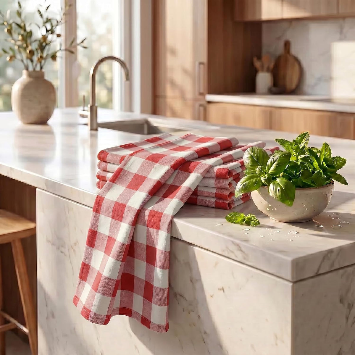 Urban Villa Kitchen Towels Cotton Dish Towels 20”x30” (Set of 6) Rust