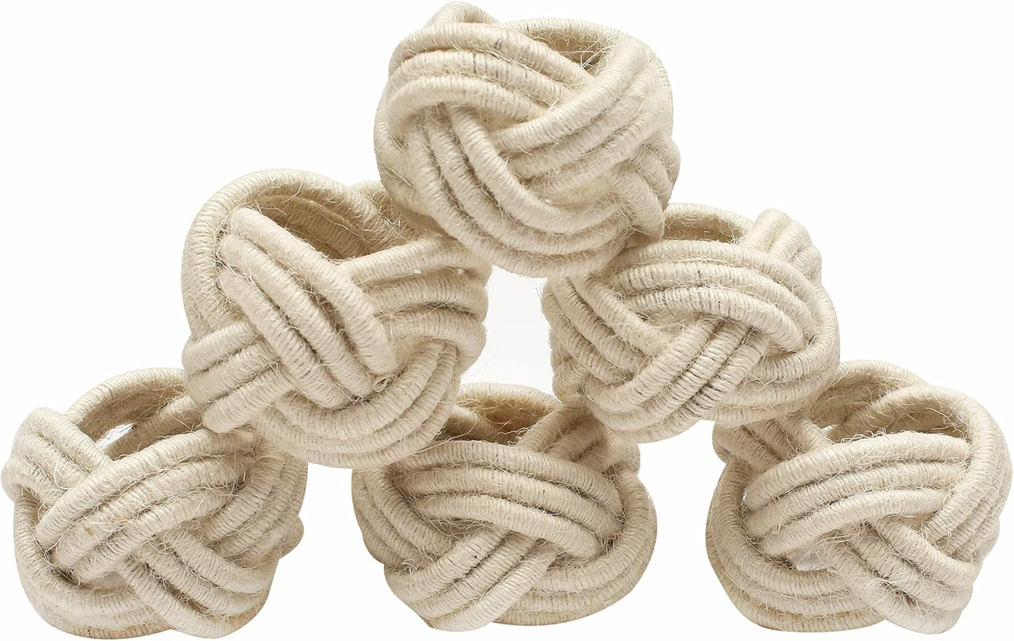 Alpha Living Home Jute Napkin Rings, Woven Boho Set of 12, Off White | Natural jute, 2x2x1.5 in, fits standard cloth &