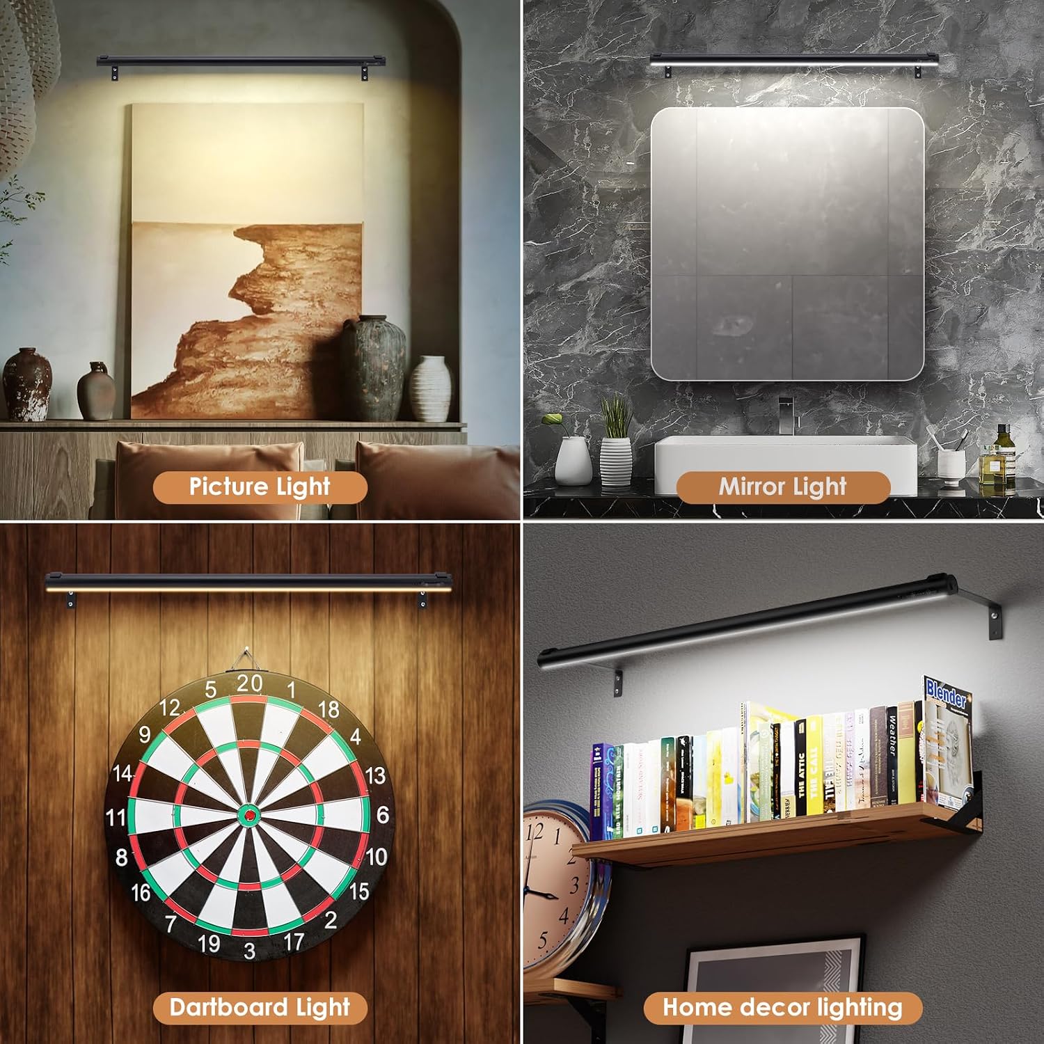 Battery Operated Wireless Picture Light，Rechargeable/Plugged in 31.5inch Painting Display Light,Remote Control Wall