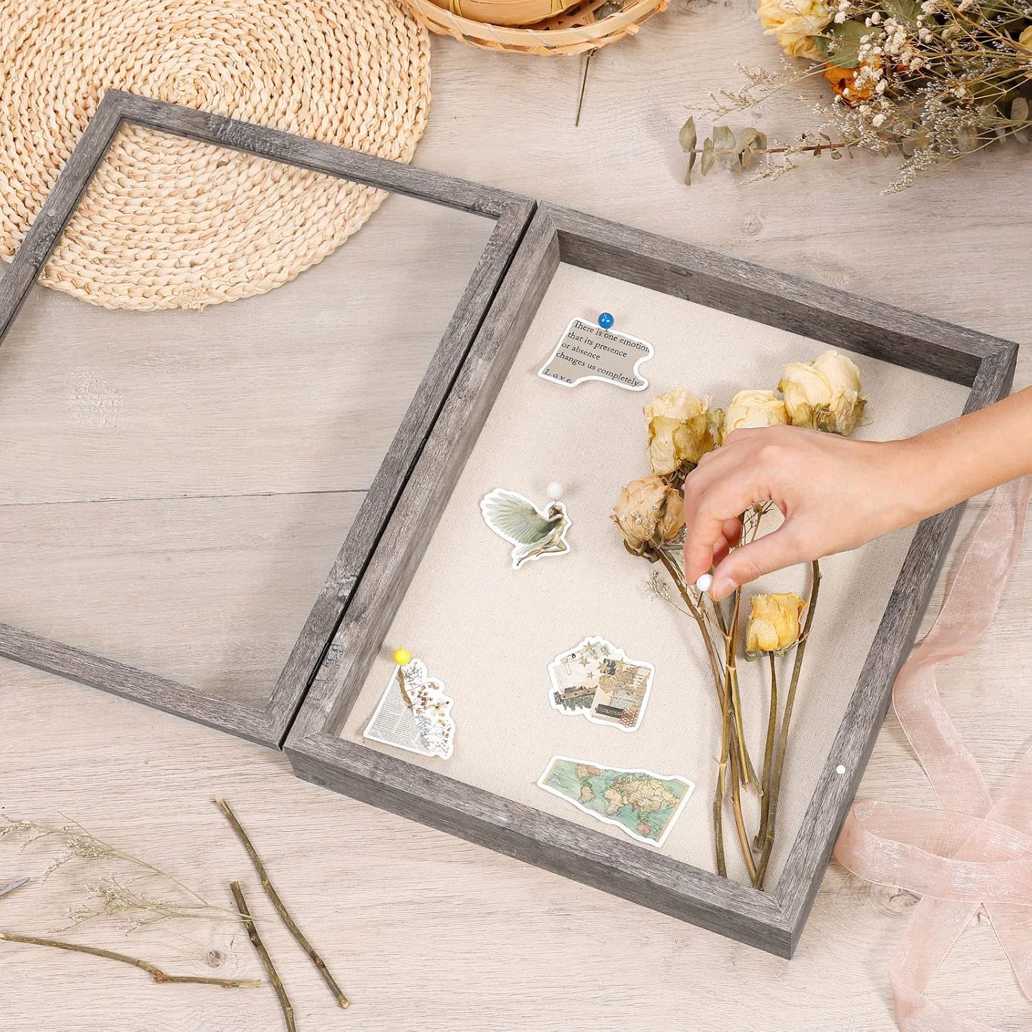 Califortree 11x14 Shadow Box Frame with Linen Back - Sturdy Memory Display Case of Flower, Pictures, Medals and More
