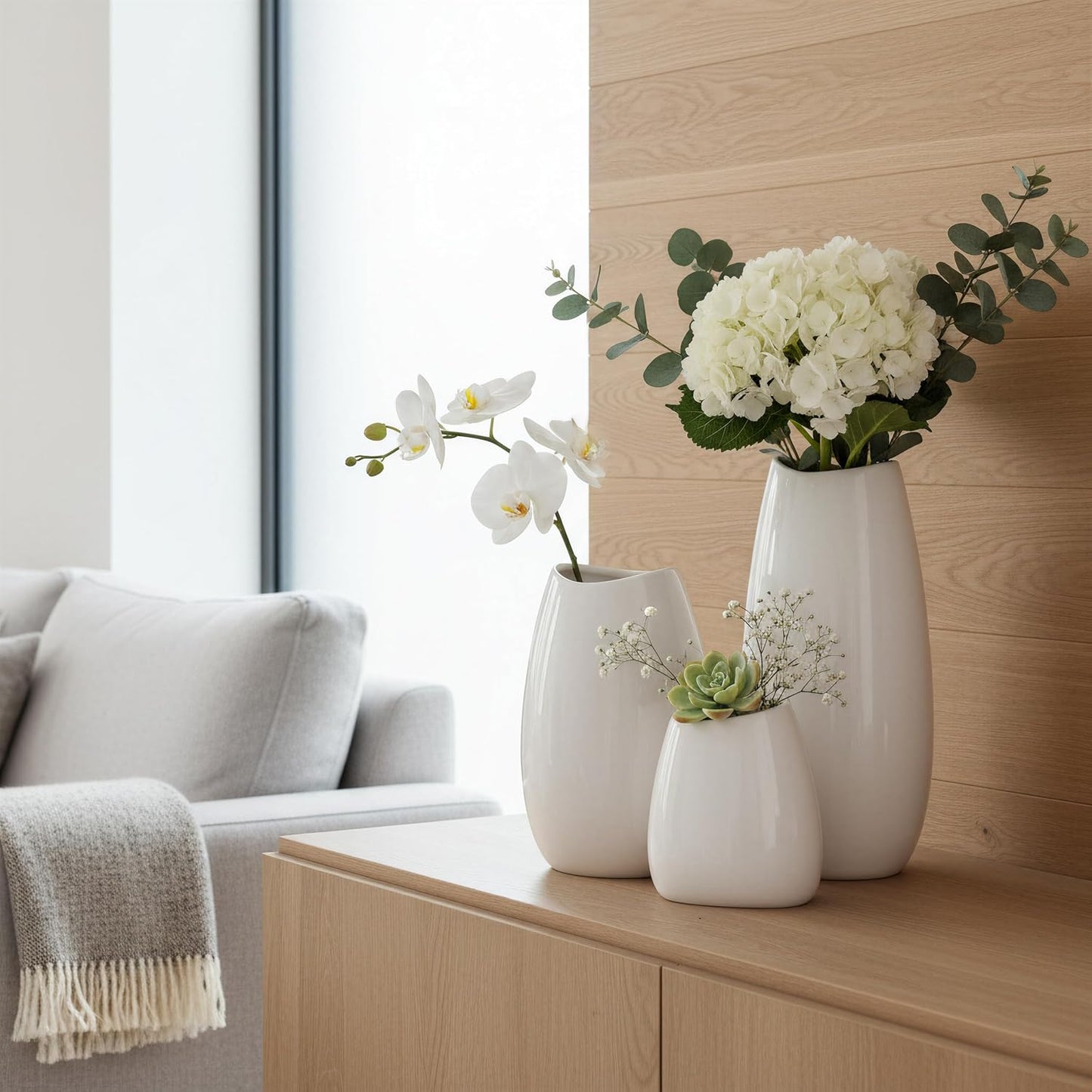 Ceramic Vase Flower Vase / White / Set of 3