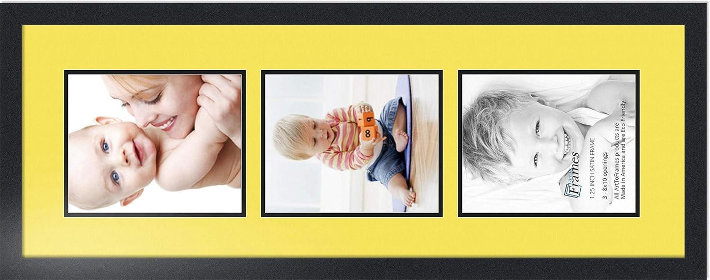 Art to Frames Double-Multimat-139-47R/89-FRBW26079 Collage Photo Frame Double Mat with 3-8x10 Openings and Satin Black