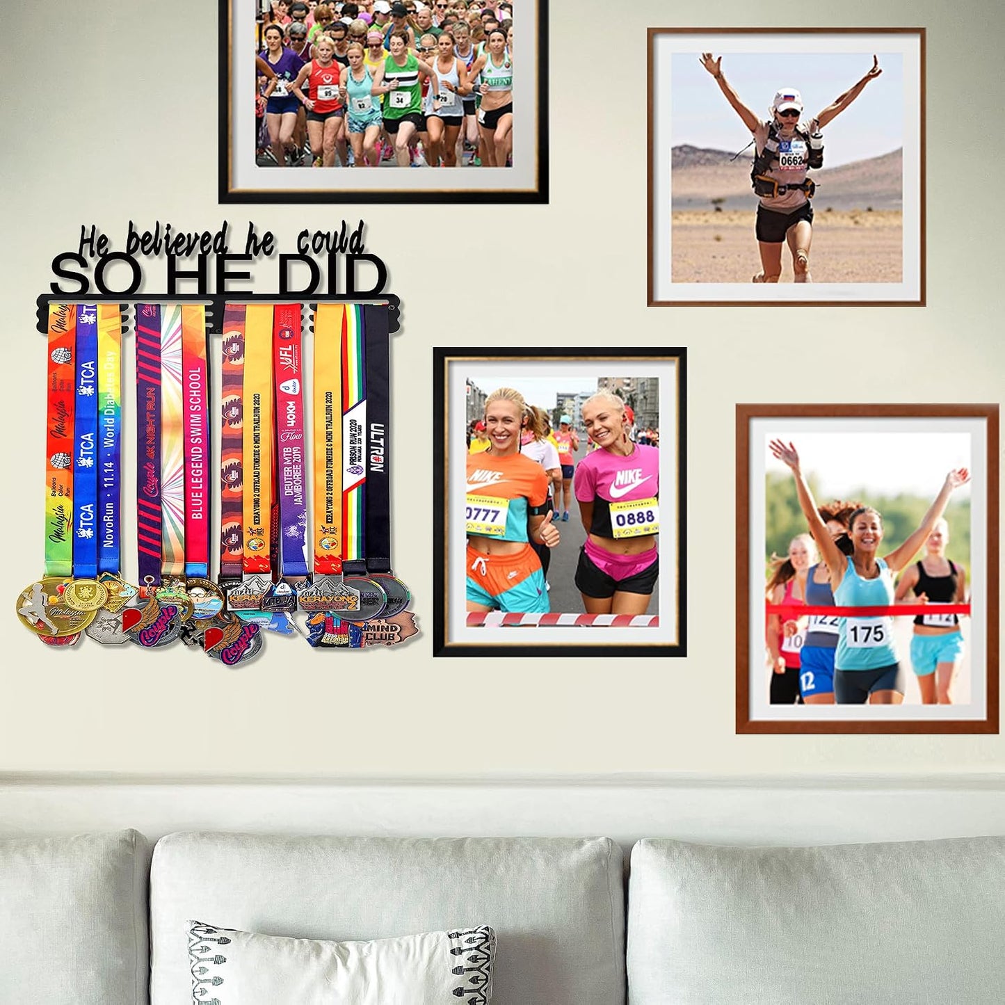 Goutoports Medal Hanger Display Rack - Personalized Award Ribbon Organizer for Sports Race Runner Gymnastics Plaques