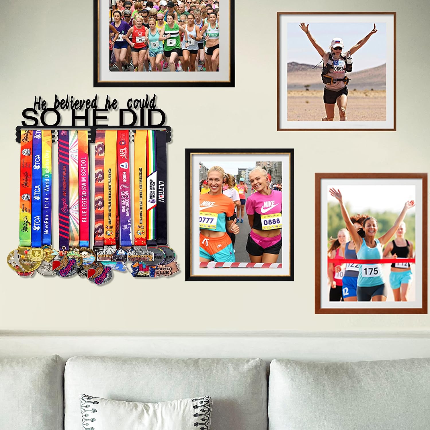 Goutoports Medal Hanger Display Rack - Personalized Award Ribbon Organizer for Sports Race Runner Gymnastics Plaques