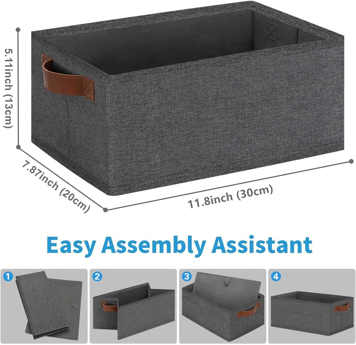 Storage Basket / Fabric Storage Bins / 11.8 x 7.87 x 5.11 / Small / Gray / Set of 6