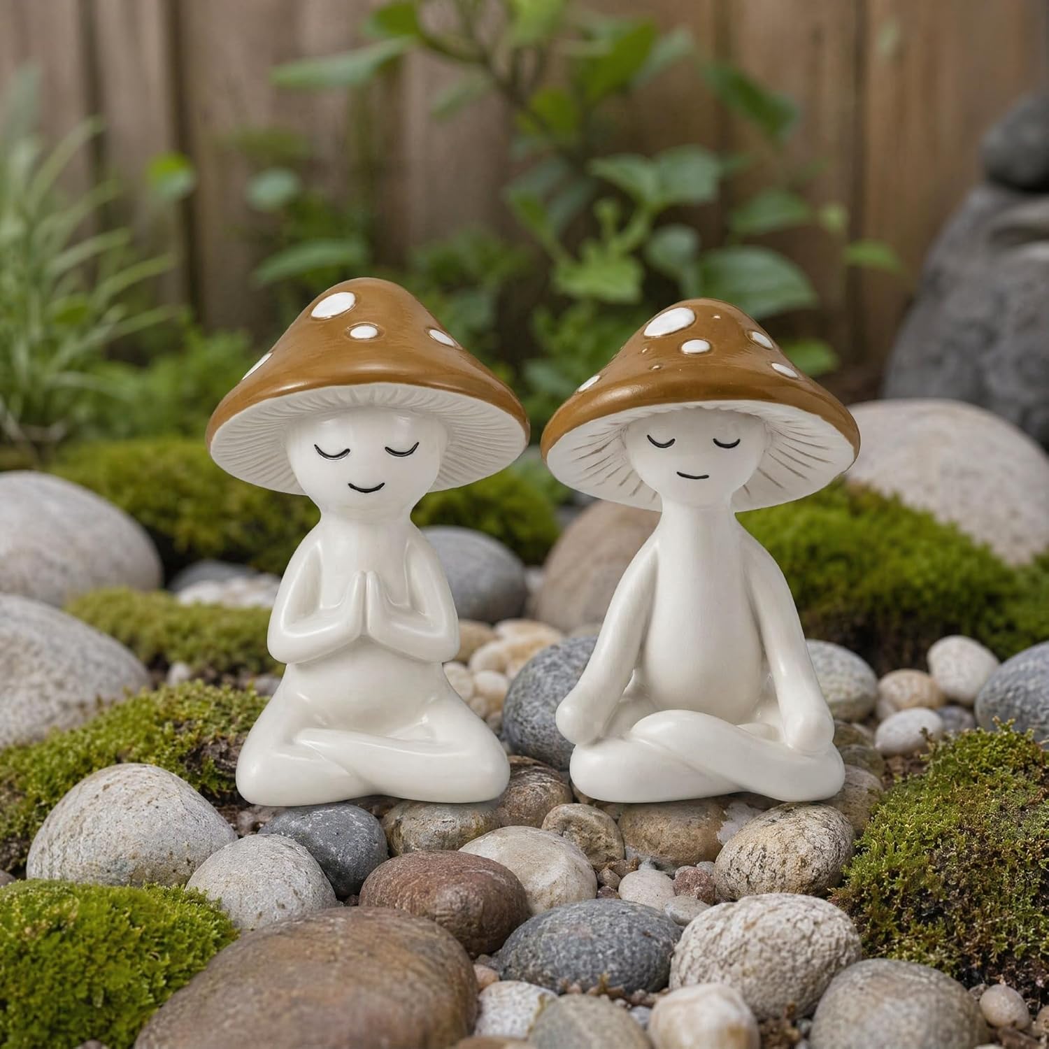 Meditation Mushroom Resin Statues