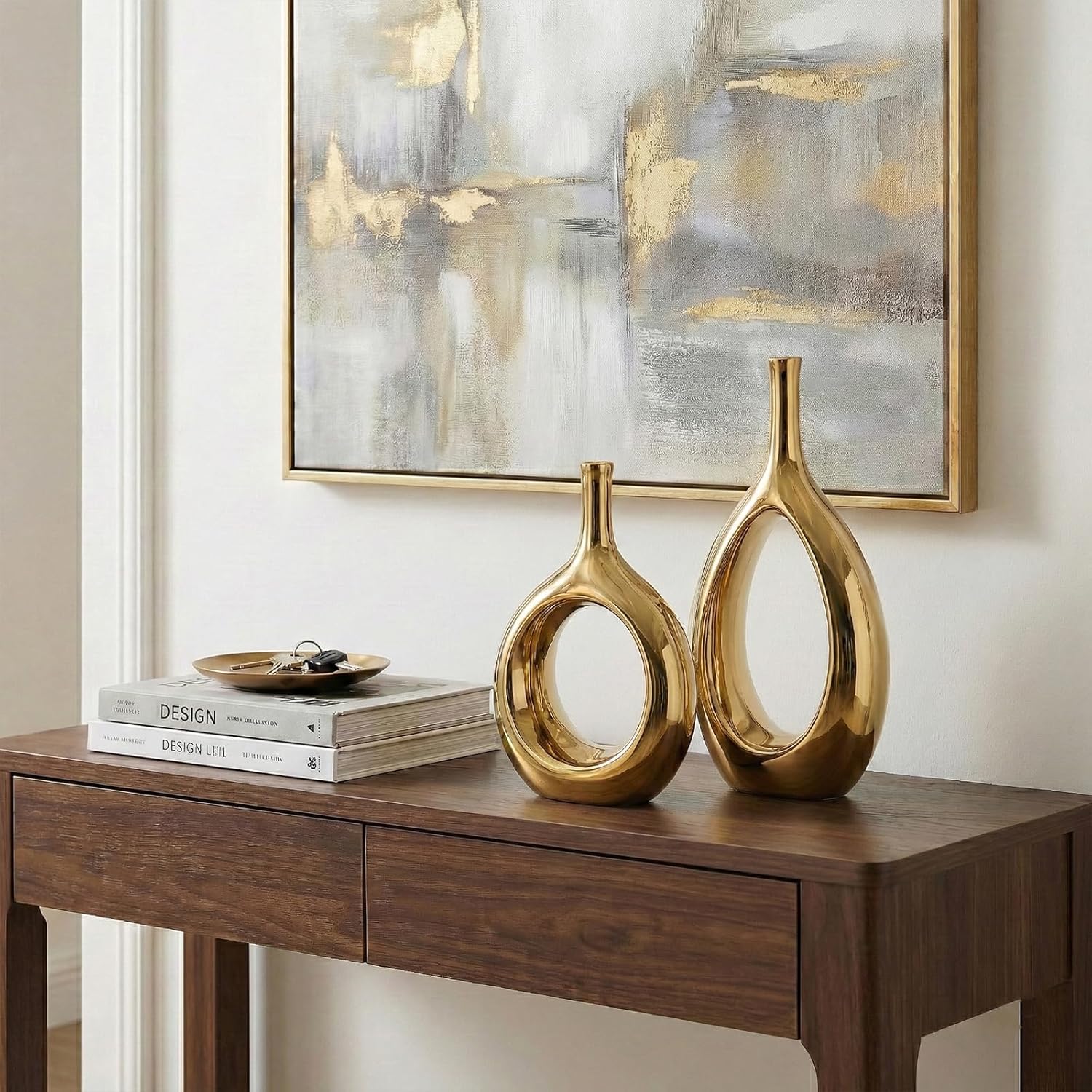 Vase Ceramic Gold Vases Home Decor / Glossy Gold