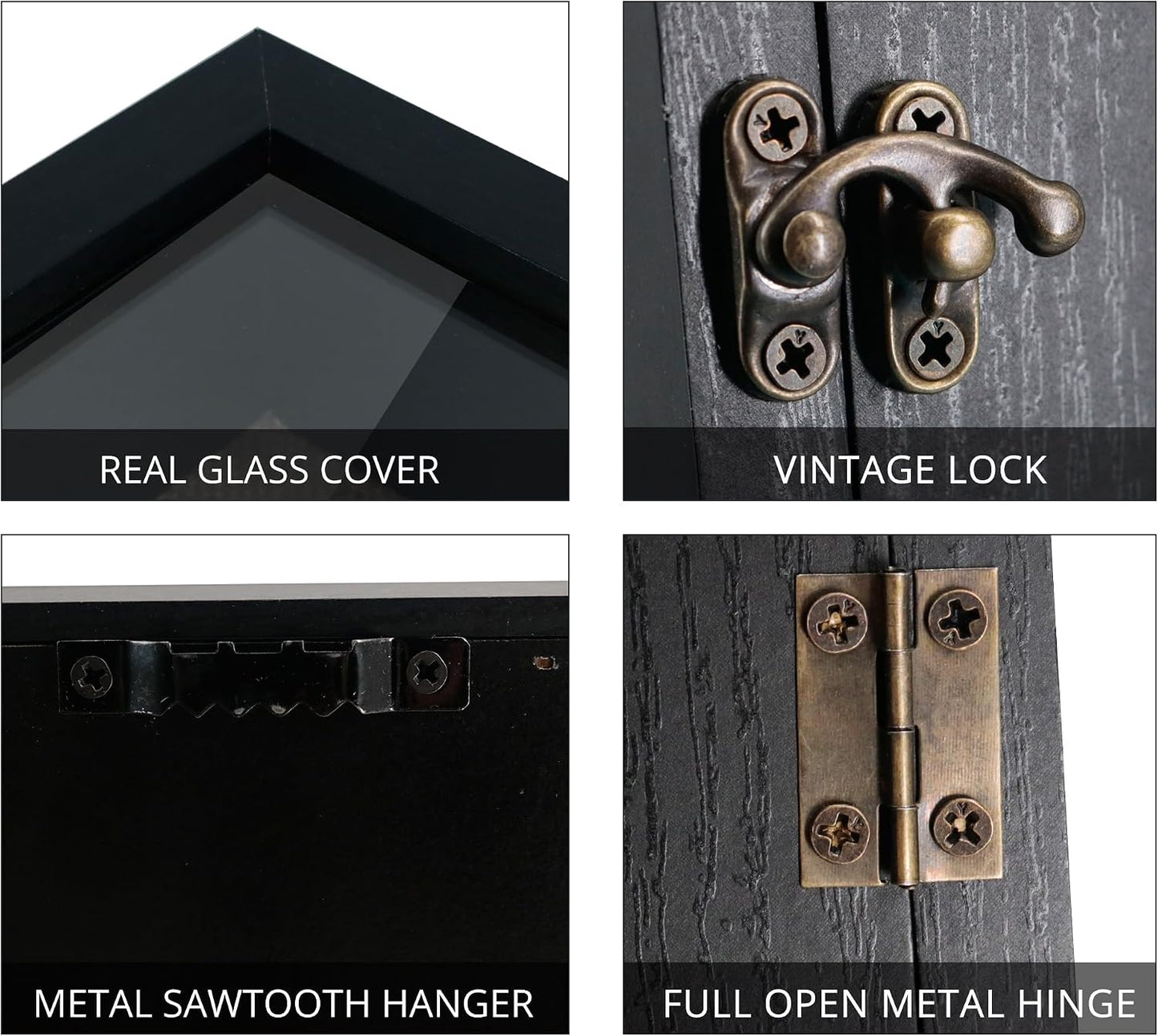 GraduationMall 13x16 Wood Shadow Box Frame Glass Door Display Case with Linen Back and 6 Stick Pins,1.5 inches Interior