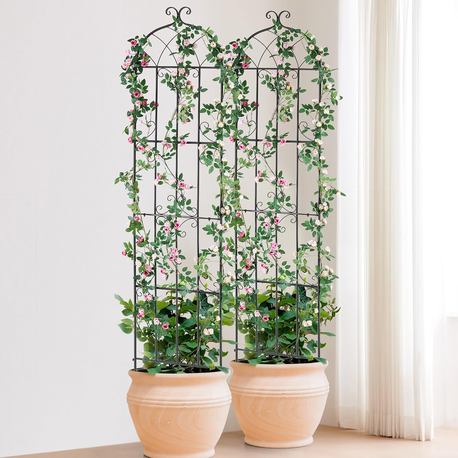 VEVOR Garden Trellis for Climbing Plants 87x20 in 4-Pack Metal Rose Trellis | For Flower, Outdoor Climbing Clematis