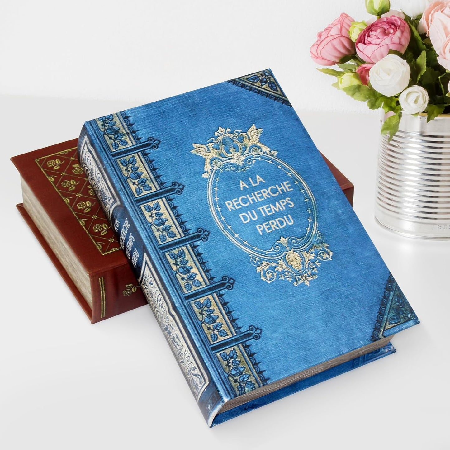 Book Box Decorative Storage Box Faux Wood / Literary Works - Blue
