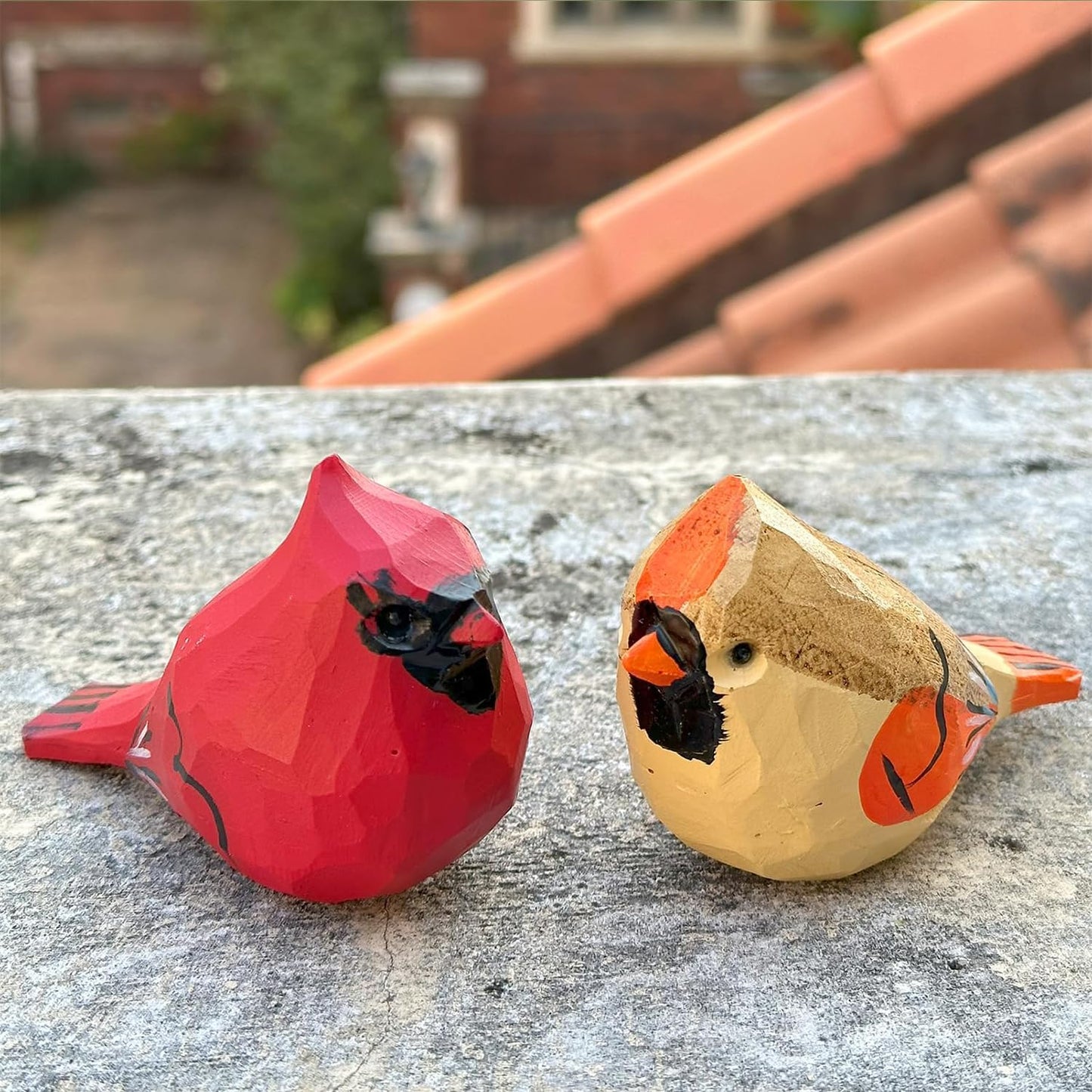 Handmade Wooden Carved Bird Decor Sculpted Hand-Painted Bird Figurines Small Home Decor Bird / 2ps