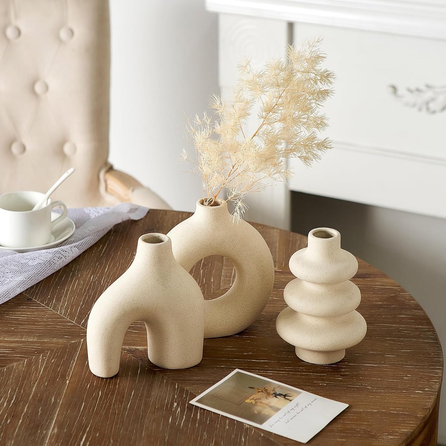 Ceramic Vase / Modern Boho Vases / White / Set of 3