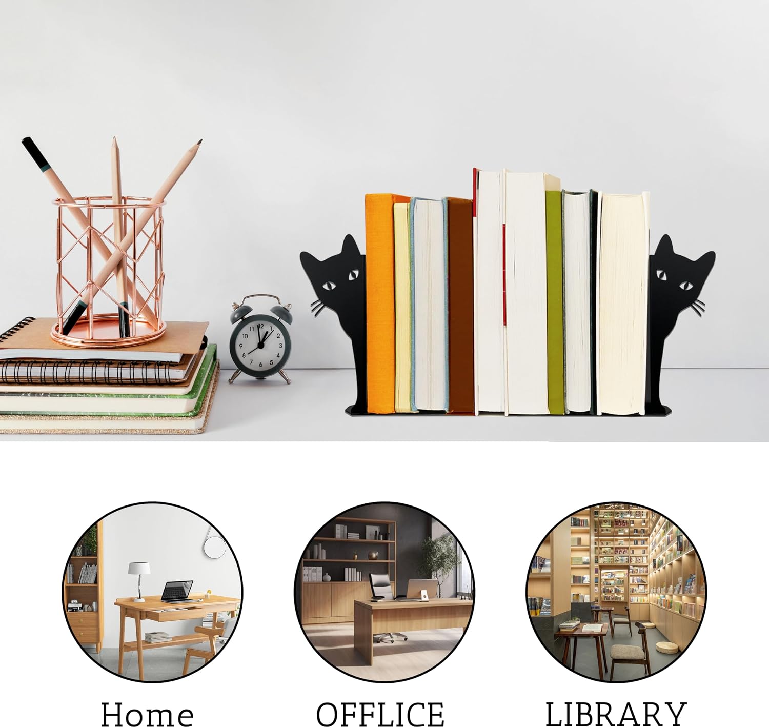 Peeping Cat Metal Bookends Cat Book Ends