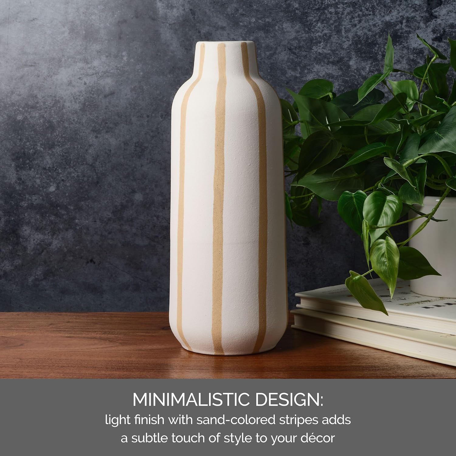 Tall Ceramic Vase / Multicolored / 13 Inch